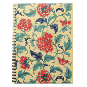 Vintage Art Nouveau Chinese Red Floral Chinoiserie Notebook