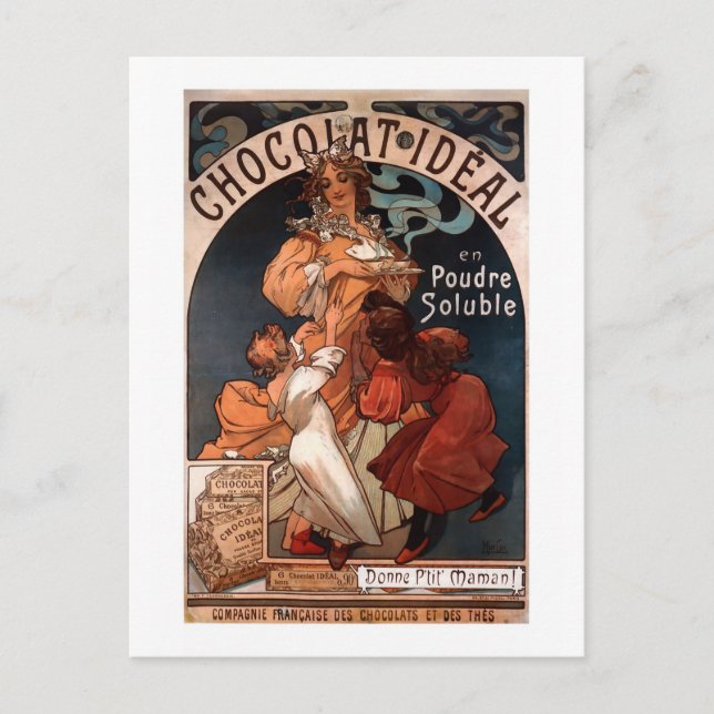 Vintage Art Nouveau Chocolate Advertising Postcard (Front)