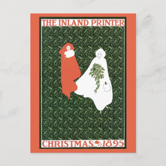 Vintage Art Nouveau Christmas 1895 Holiday Postcard (Front)
