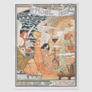 Vintage Art Nouveau Christmas Angels and Madonna Tissue Paper