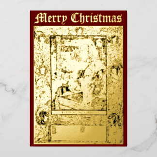 Vintage Art Nouveau Christmas Nativity 1898 Foil Holiday Card