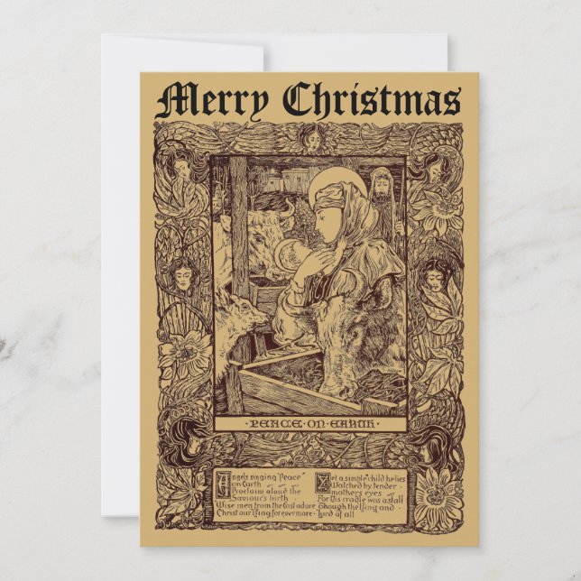 Vintage Art Nouveau Christmas Nativity 1898 Holiday Card (Front)