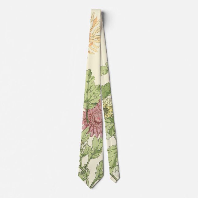 Vintage Art Nouveau, Chrysanthemums in a Garden Tie (Front)