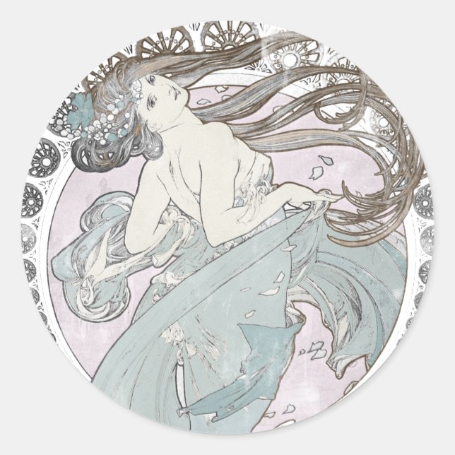 Vintage Art Nouveau Classic Round Sticker (Front)