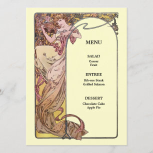 Vintage Art Nouveau Colourful Wedding Menu