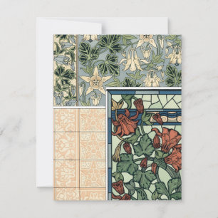 Vintage Art Nouveau, Columbine Aquilegia Flowers