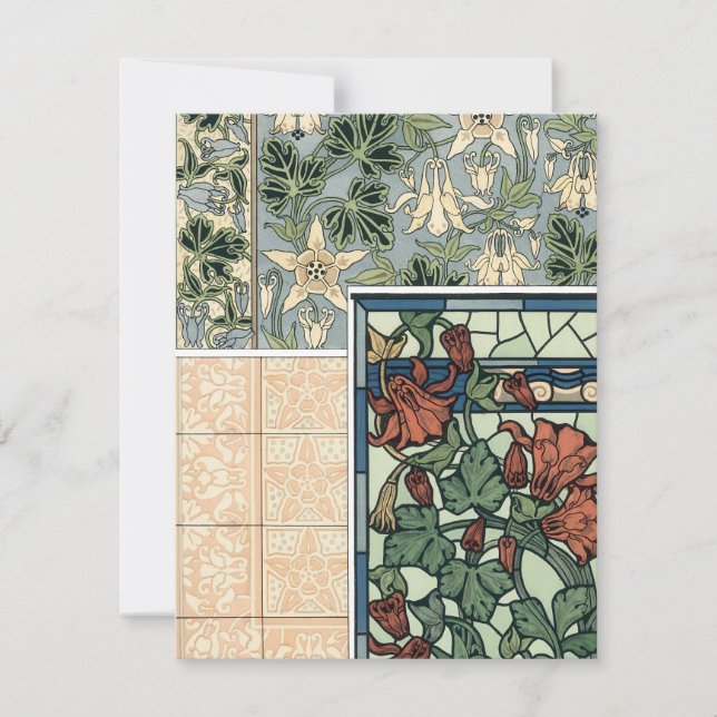 Vintage Art Nouveau, Columbine Aquilegia Flowers (Front)