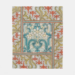 Vintage Art Nouveau Daffodil Pattern Verneuil Fleece Blanket