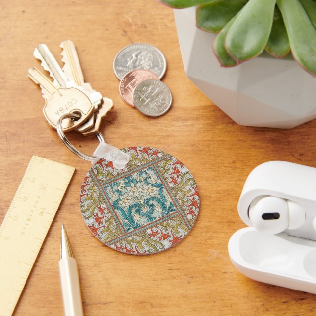 Vintage Art Nouveau Daffodil Pattern Verneuil Key Ring (Desk)