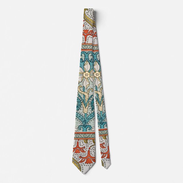 Vintage Art Nouveau Daffodil Pattern Verneuil Tie (Front)
