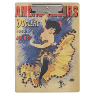Vintage Art Nouveau Dancer French Poster Clipboard