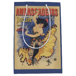Vintage Art Nouveau Dancer French Poster Medium Gift Bag