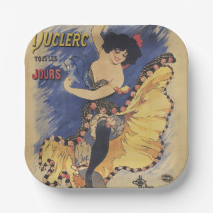 Vintage Art Nouveau Dancer French Poster Paper Plate