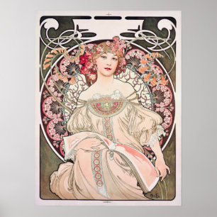 Vintage Art Nouveau "Daydream" by Alphonse Mucha  Poster