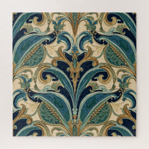 Vintage Art Nouveau Deco Majolica Floral Craftsman Jigsaw Puzzle