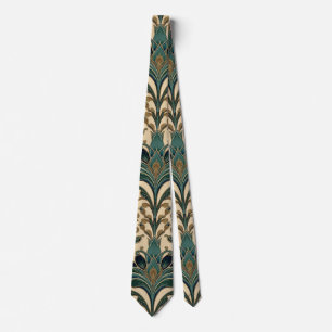Vintage Art Nouveau Deco Majolica Floral Craftsman Tie