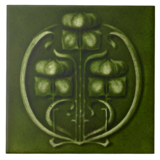 Vintage Art Nouveau Deco Majolica Floral Craftsman Tile