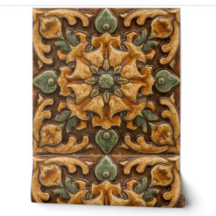 Vintage Art Nouveau Deco Majolica Floral Craftsman Wallpaper