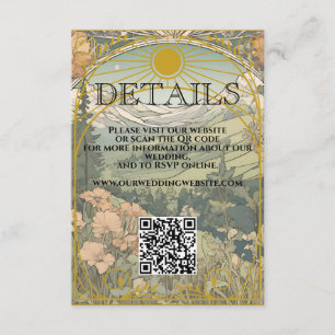 Vintage Art Nouveau Deco QR Code Wedding Details Enclosure Card