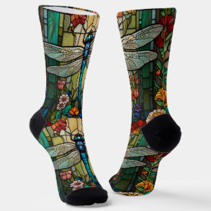 Vintage art nouveau dragonfly boho chic socks