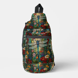 Vintage art nouveau dragonfly boho monogram sling bag