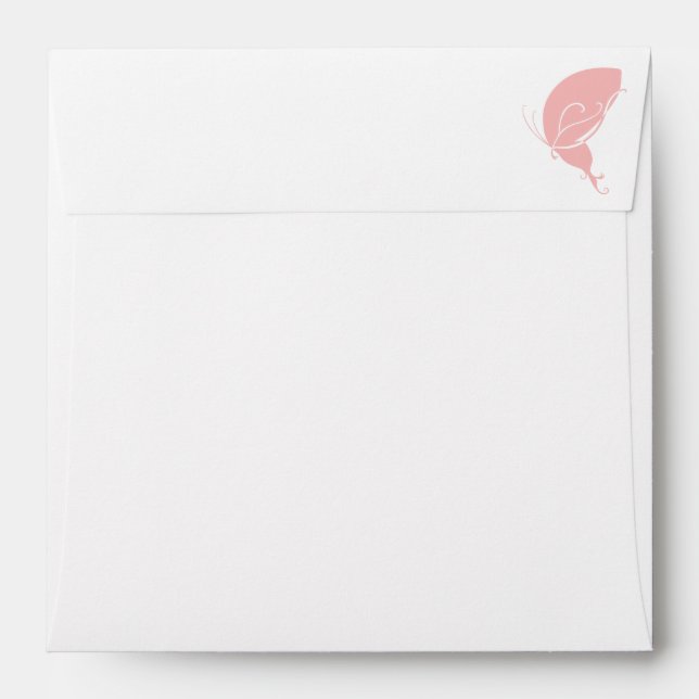 Vintage Art Nouveau Dusty Pink Butterfly Wedding Envelope (Back (Top Flap))