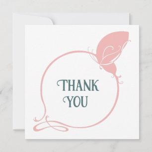 Vintage Art Nouveau Dusty Pink Butterfly Wedding Thank You Card