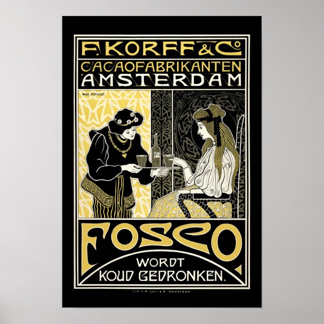Vintage Art Nouveau Dutch Chocolate Ad Poster (Front)