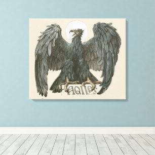 Vintage Art Nouveau Eagle, Birds of Prey Canvas Print