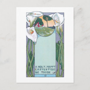 Vintage Art Nouveau Easter Calla Lilies Postcard