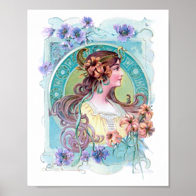 Vintage Art Nouveau Exotic Lady Poster (Front)
