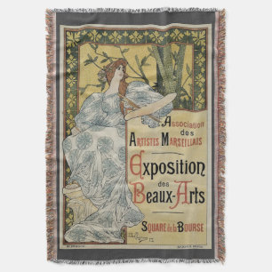 Vintage Art Nouveau, Exposition des Beaux Arts Throw Blanket