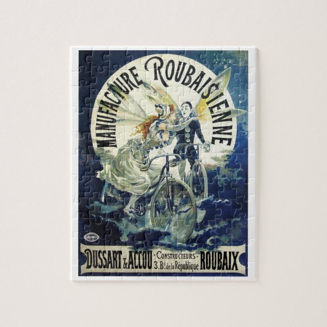 Vintage Art Nouveau Fairies, Bicycle Pierrot Moon Jigsaw Puzzle (Vertical)