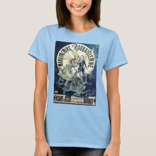 Vintage Art Nouveau Fairies, Pierrot Bicycle Moon T-Shirt