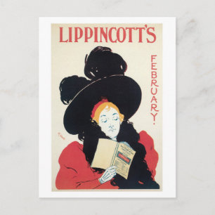 Vintage art Nouveau February magazine cover Postcard