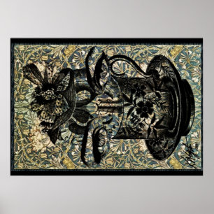 Vintage Art Nouveau Filled Teacup Poster