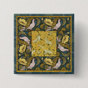 Vintage Art Nouveau Fish Pigeon Pattern Verneuil 15 Cm Square Badge