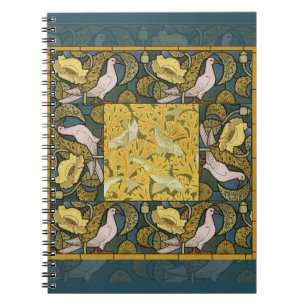 Vintage Art Nouveau Fish Pigeon Pattern Verneuil Notebook
