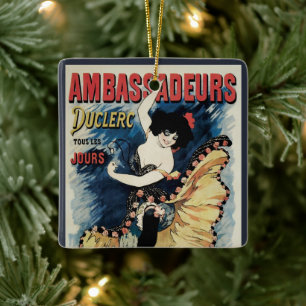 Vintage Art Nouveau Flamenco Dancer, Ambassadeurs Ceramic Tree Decoration