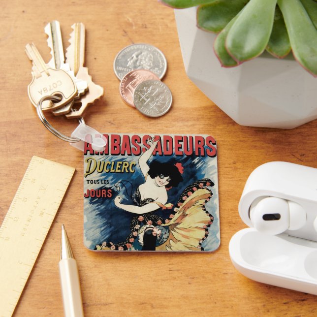 Vintage Art Nouveau Flamenco Dancer, Ambassadeurs Key Ring (Desk)