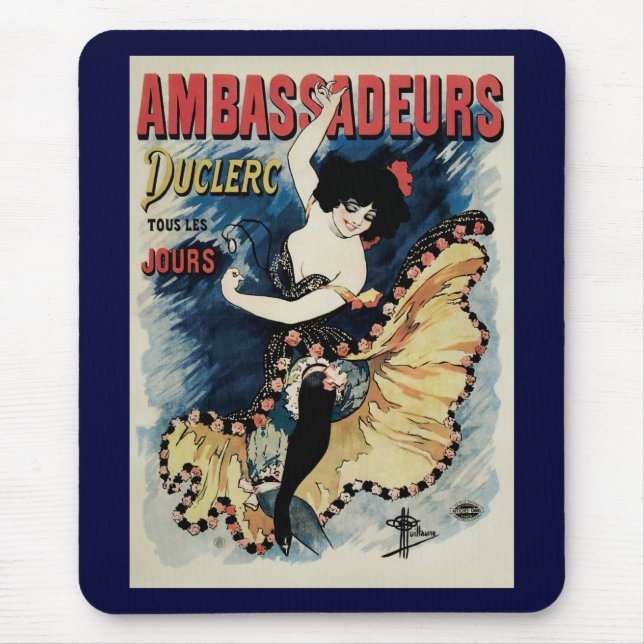 Vintage Art Nouveau Flamenco Dancer, Ambassadeurs Mouse Mat (Front)