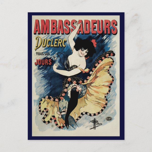 Vintage Art Nouveau Flamenco Dancer, Ambassadeurs Postcard (Front)