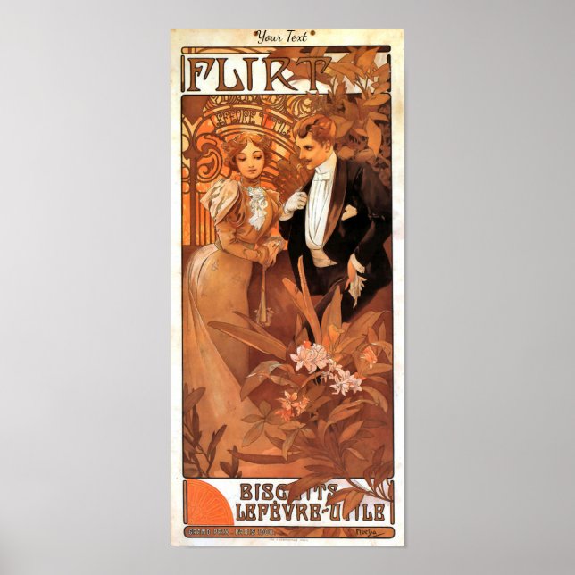 Vintage Art Nouveau Flirt 1899 Mucha Poster (Front)