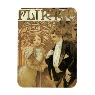 Vintage Art Nouveau Flirt Biscuits, Alphonse Mucha Magnet