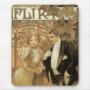 Vintage Art Nouveau Flirt Biscuits, Alphonse Mucha Mouse Mat