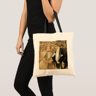Vintage Art Nouveau Flirt Biscuits, Alphonse Mucha Tote Bag