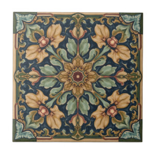 Vintage Art Nouveau Floral Craftsman Tile