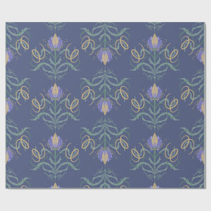 Vintage Art Nouveau Floral Damask Pattern Wrapping Paper