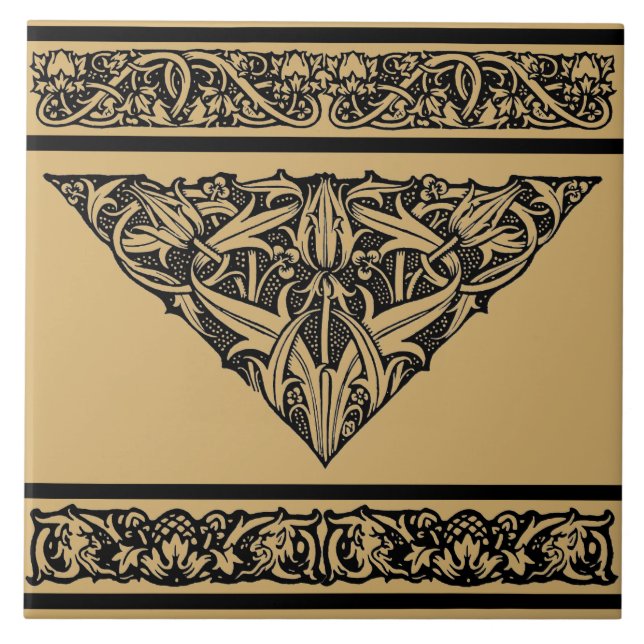 Vintage Art Nouveau Floral Design Tile (Front)