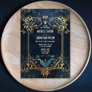 Vintage Art Nouveau Floral Frame Alfonse Mucha Invitation